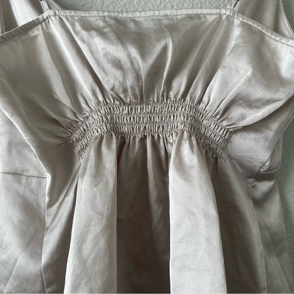 Abercrombie & Fitch Satin Champagne Neutral Tie-Front Baby Doll Top Size M - Picture 5 of 9